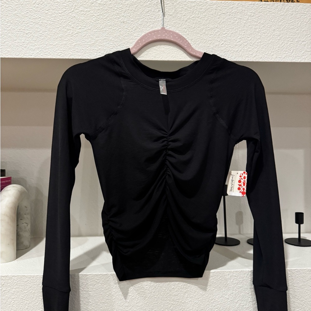 FP Movement by Free People Black Ruched Long Sleeve Top Large - Picture 4 of 9